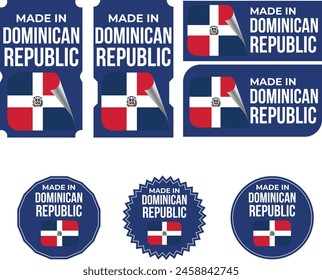 Made in Dominican Republic. Dominican Republic flag, Tag, Seal, Stamp, Flag, Icon vector