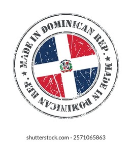 Made in Dominican Republic stamp scratched flag badge logo vector illustration