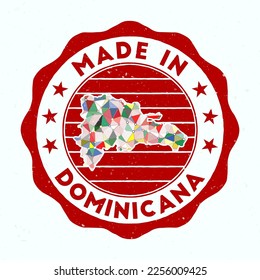 Made In Dominicana. Country round stamp. Seal of Dominicana with border shape. Vintage badge with circular text and stars. Vector illustration. - Shutterstock ID 2256009425