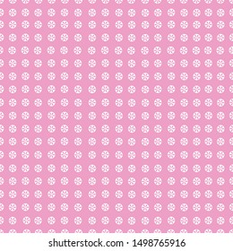 Made of dots with white flower seamless pattern. Baby shower, baby girl birthday pink background