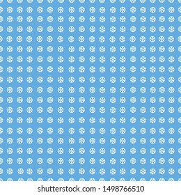 Made of dots with white flower seamless pattern. Baby shower, baby boy birthday blue background