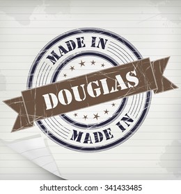 Made in Douglas vector rubber stamp on grunge paper