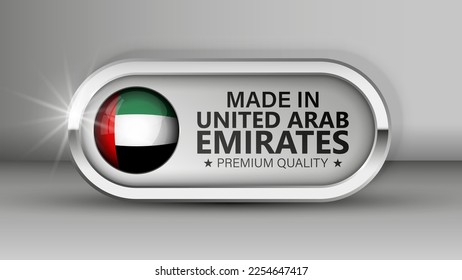 Made in EAU graphic and label. Element of impact for the use you want to make of it.