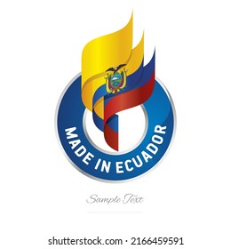 Hergestellt in Ecuador Abstract Wavy-Fackch-Flaschenflasche gelbe rote Farbbandstreifen Logo-Symbol Vektorsymbol Vektorsymbol