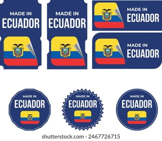 Made in Ecuador. Ecuador flag, Tag, Seal, Stamp, Flag, Icon vector