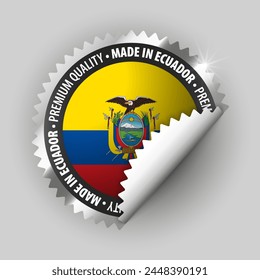 Hecho en Ecuador gráfico y etiqueta. Elemento de impacto para el uso que quieres hacer de él.