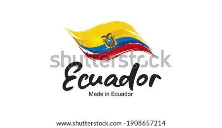 Made in Ecuador handwritten flag ribbon typography lettering logo label banner