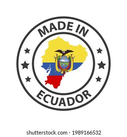 Made in Ecuador icon. Stamp made in with country map