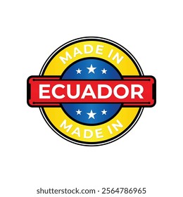 Made in Ecuador label icon emblem isolated on white background. Vector quality logo emblem design element. Vector illustration