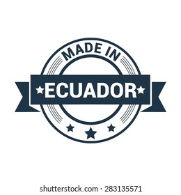 Made in Ecuador - Round blue rubber stamp design isolated on white background. vector illustration vintage texture. Vector illustration