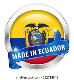 made in ecuador silver badge isolated button on white background - vector eps10