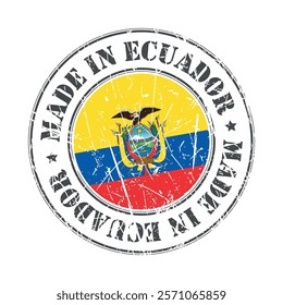 Made in Ecuador stamp scratched flag badge logo vector illustration