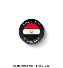 Made in Egypt badge with Egypt flag. Badge  with long shadow. Vector illustration. 