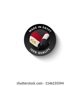 Made in Egypt badge with Egypt flag. Badge  with long shadow. Vector illustration. 