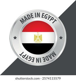 Made in Egypt badge logo flag sticker 3d vector illustration isolated on white