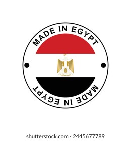 made in EGYPT circle stamp with flag on white background vector Template