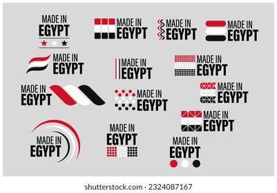 Hecho en Egipto gráfico y conjunto de etiquetas. Elemento de impacto para el uso que desea hacer de él.