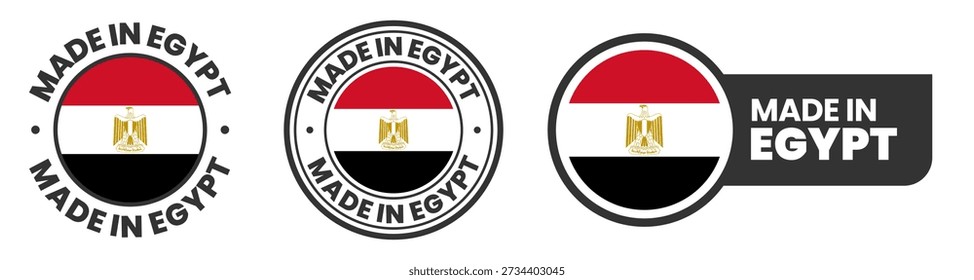 Made in egypt labels, stamps, badges with egypt flag template icon set