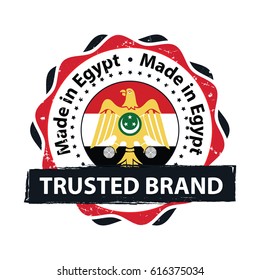 Made in Egypt, Premium Quality, Trusted Brand - grunge business stamp with the flag of Egypt. Print colors used