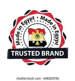 Made in Egypt, Premium Quality, Trusted Brand - grunge business stamp with the flag of Egypt. Print colors used