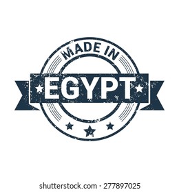 Made in Egypt - Round blue grunge rubber stamp design isolated on white background. vector illustration vintage texture.