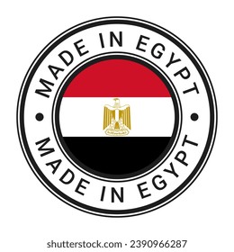 Made In Egypt round stamp sticker with Flag vector illustration