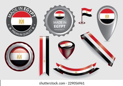 Made in Egypt Seal Collection, Egyptian Flag, Tourism, Eagle (vector Art)