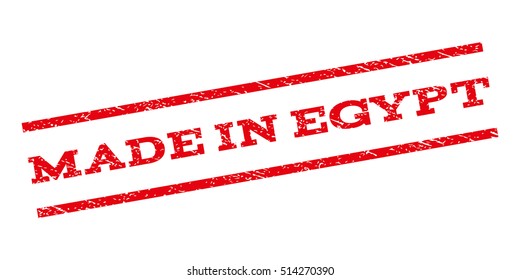 Made In Egypt watermark stamp. Text caption between parallel lines with grunge design style. Rubber seal stamp with dirty texture. Vector red color ink imprint on a white background.