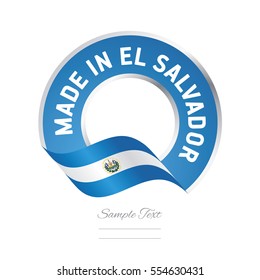 Made in El Salvador flag blue color label button banner