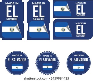 Made in El Salvador. El Salvador flag, Tag, Seal, Stamp, Flag, Icon vector