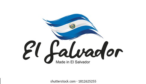 Made in El Salvador handwritten flag ribbon typography lettering logo label banner