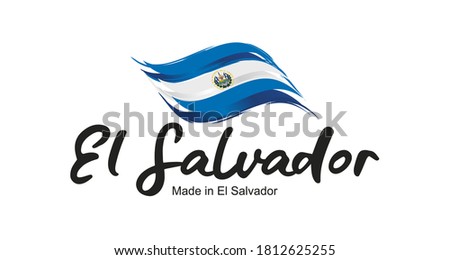 Made in El Salvador handwritten flag ribbon typography lettering logo label banner