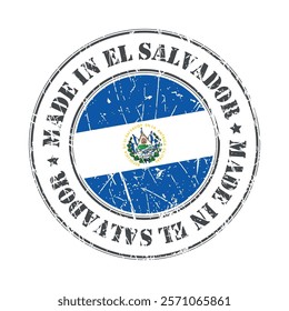 Made in El Salvador stamp scratched flag badge logo vector illustration