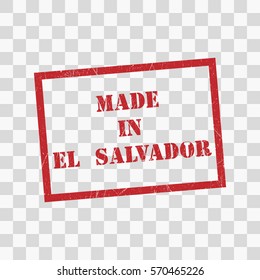 made in El Salvador text rubber seal stamp watermark. Caption inside rounded rectangular banner with grunge design and dirty texture. Slanted vector ink sticker on transparent background