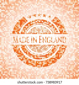 Made in England abstract orange mosaic emblem with background