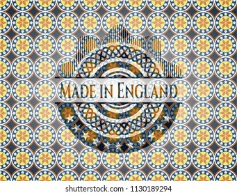 Made in England arabesque emblem. arabic decoration.