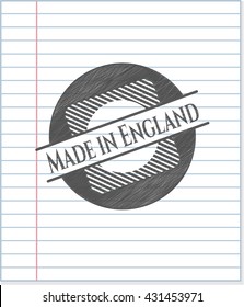 Made in England emblem with pencil effect