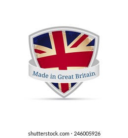 Made in England England flag on the shield, isolated on white background