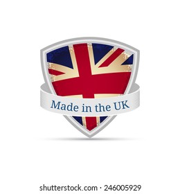 Made in England England flag on the shield, isolated on white background