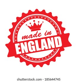 Made in ENGLAND graphics icon, label and stamp with crown isolated on white background. Vector illustration