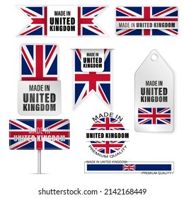 Made in England graphics and labels set. Some elements of impact for the use you want to make of it.