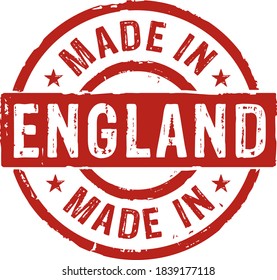 Icono vectorial de estampado grunge hecho en Inglaterra. Concepto de fábrica, manufactura y país de producción.