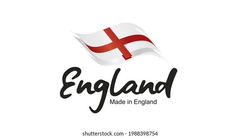 Made in England handwritten flag ribbon typography lettering logo label banner