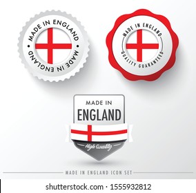 Made in England icon set isolated on white background ,for infographics and banner templates : Vector Illustration