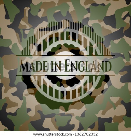Made in England on camouflaged pattern