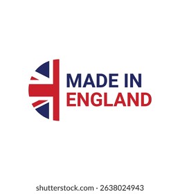 made in england sign label design vector with flag element	