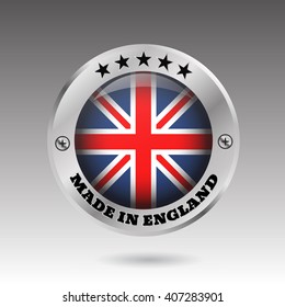 Made in England silver badge button flag symbol  vector eps 10 illustration