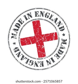 Made in England stamp scratched flag badge logo vector illustration