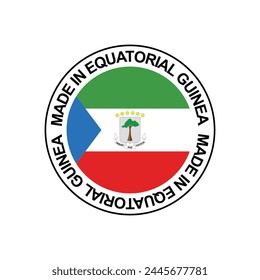made in EQUATORIAL GUINEA circle stamp with flag on white background vector Template