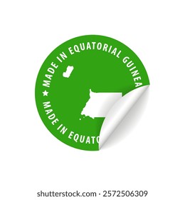 Made in Equatorial Guinea - Country Map Sticker. Best Quality. Original Product. Vector illustration.